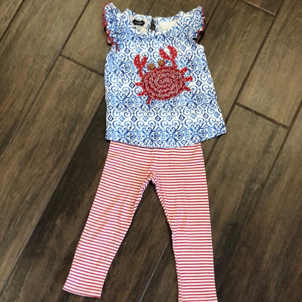 Mud Pie crabby pants set size 24 months